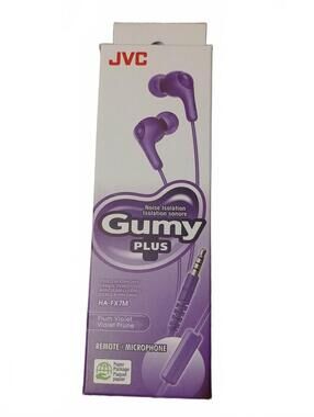 NIB JVC Gumy Plus Stereo Headphones W/Remote and Microphone Purple